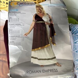 California Costumes Roman Empress Dress -maroon, gold and white with accessories